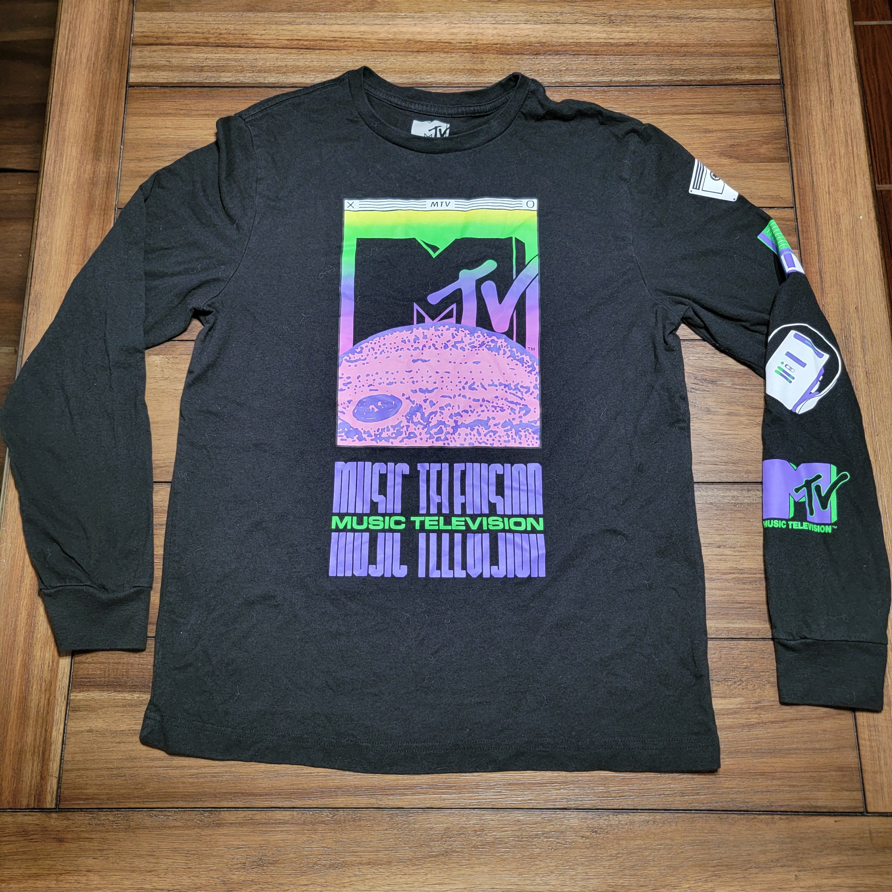 Mtv MTV LS Black Unisex Tee Moon Classic - Size Medium Size US M / EU 48-50 / 2 - 1 Thumbnail