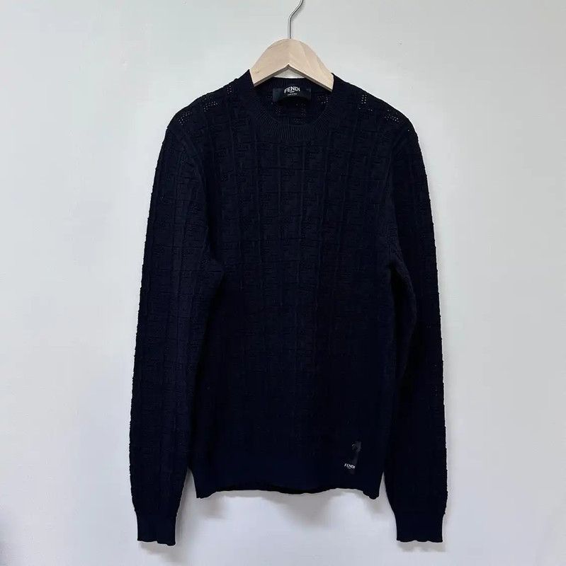 Fendi Fendi Black Cotton Men's Knit Sweater 0089 Size US S / EU 44-46 / 1 - 1 Thumbnail
