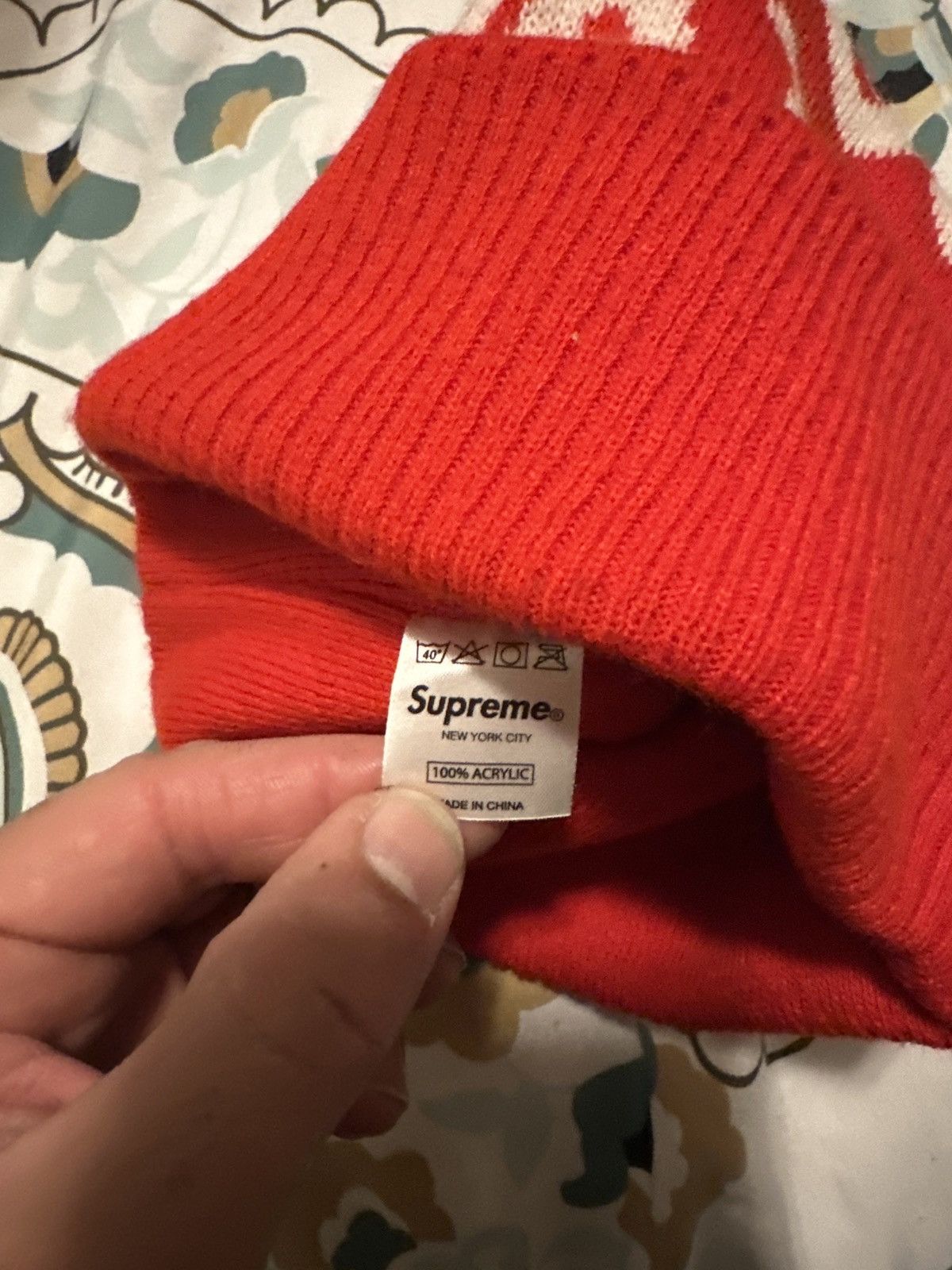 image of Supreme In God, We Trust OG Beanie in Red, Men's
