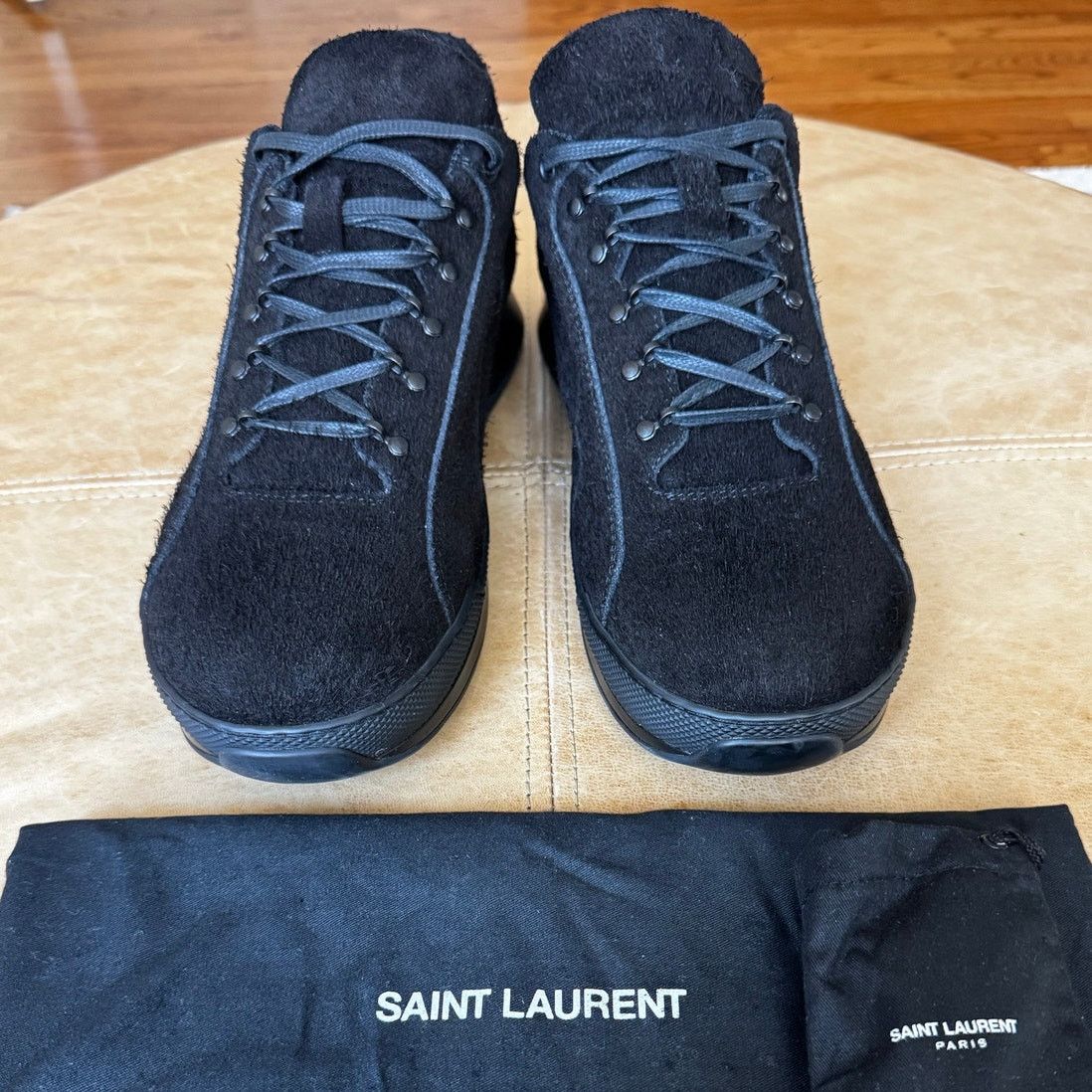 Saint Laurent Paris $795 Saint Laurent Men's Black Suede Sneaker With Logo US 12 Size US 12 / EU 45 - 2 Thumbnail