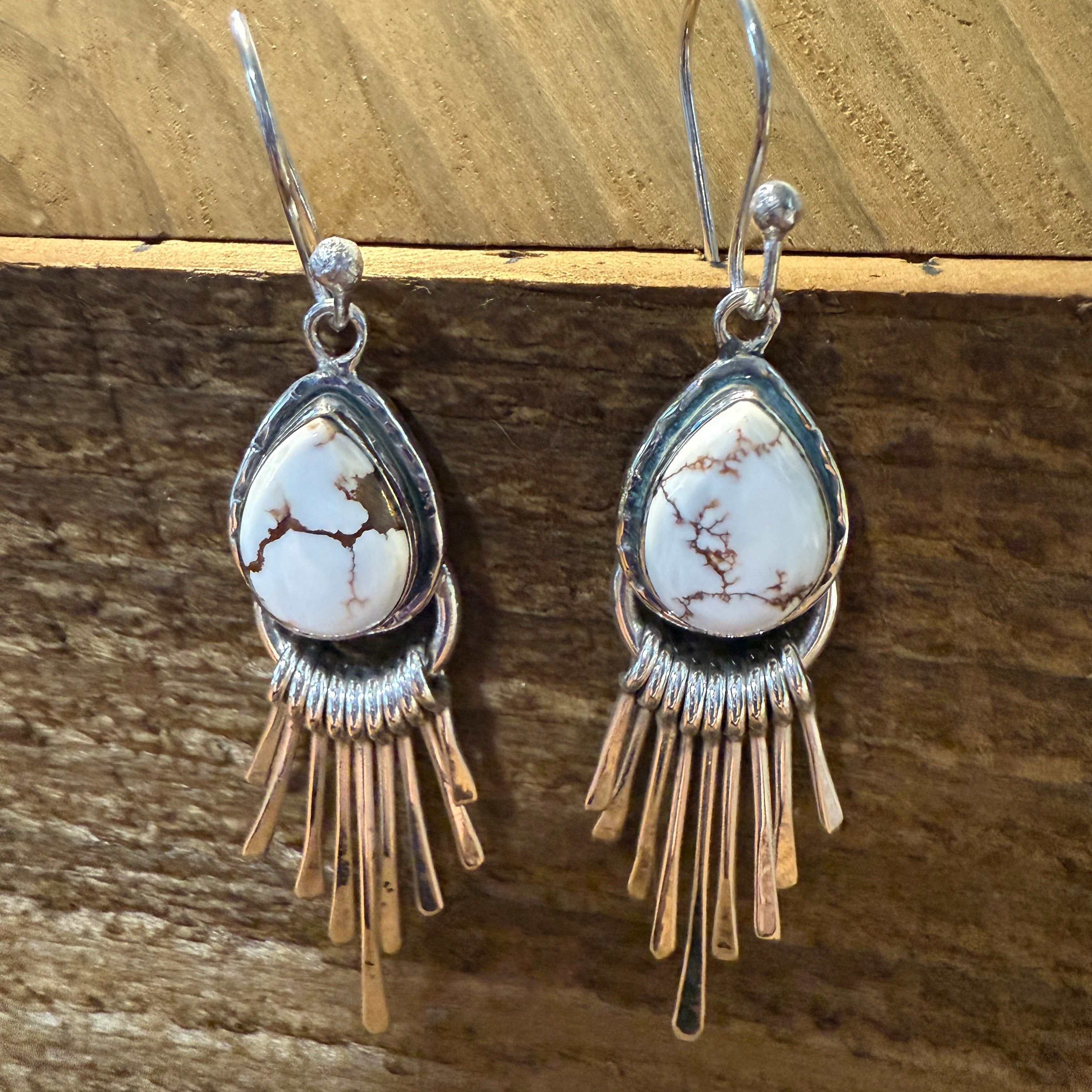 Other Wild Horse Dahlia Turquoise Silver Dangle Earrings 2.7In Size ONE SIZE - 3 Thumbnail