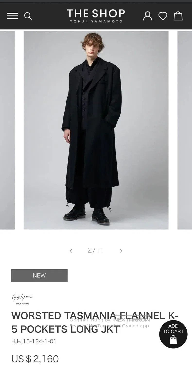 Yohji Yamamoto Yohji Yamamoto 23AW Flannel Wool Coat. Size US XS / EU 42 / 0 - 6 Thumbnail