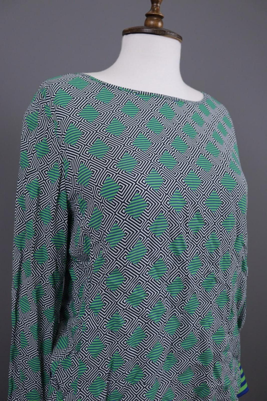Designer Emily Van Den Bergh Green Geometric Summer Shirt Top Size 38 Size M / US 6-8 / IT 42-44 - 6 Thumbnail