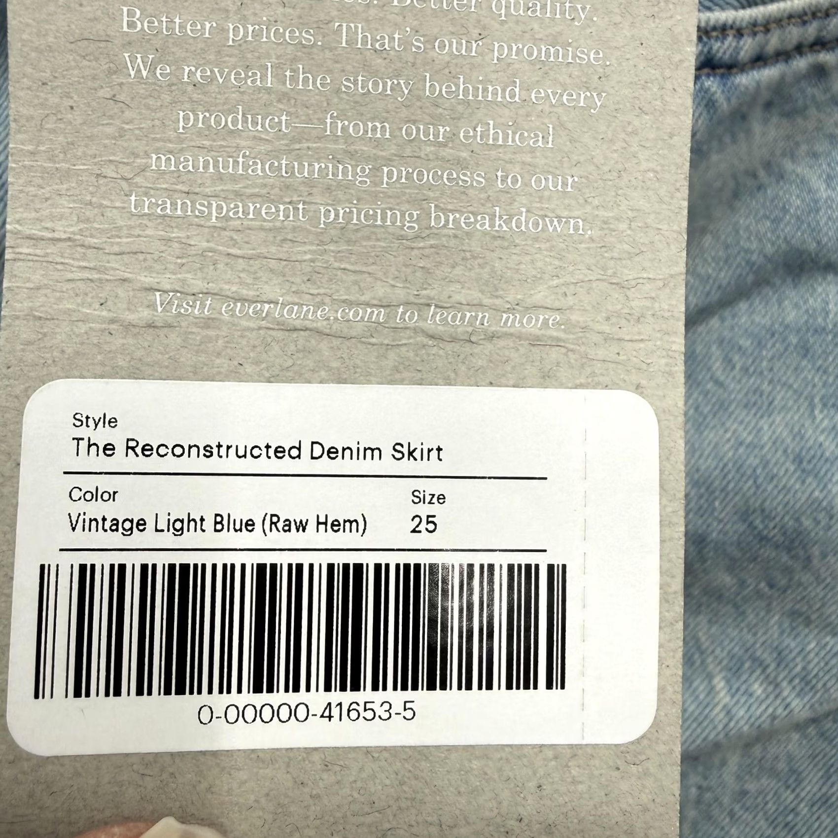 Everlane Everlane Reconstructed Denim Skirt Womens 25 High Rise Light Blue Wash Raw Hem A-Line Pockets Casual Size 42" / US 20 - 5 Thumbnail