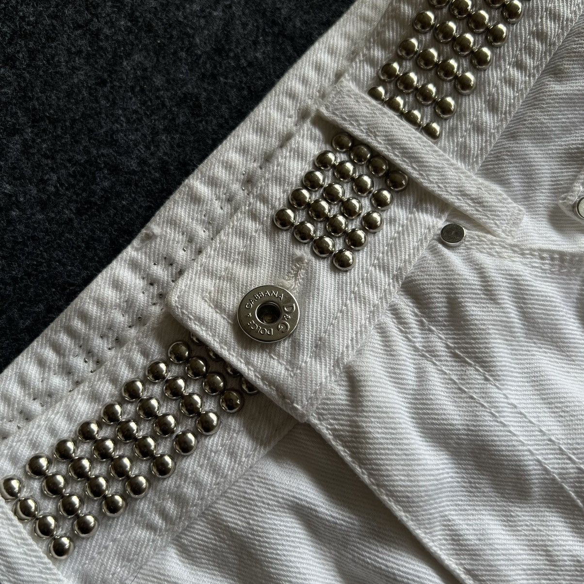 Dolce & Gabbana D&G Audacious Studded White Jeans 2000s Size US 29 - 4 Thumbnail