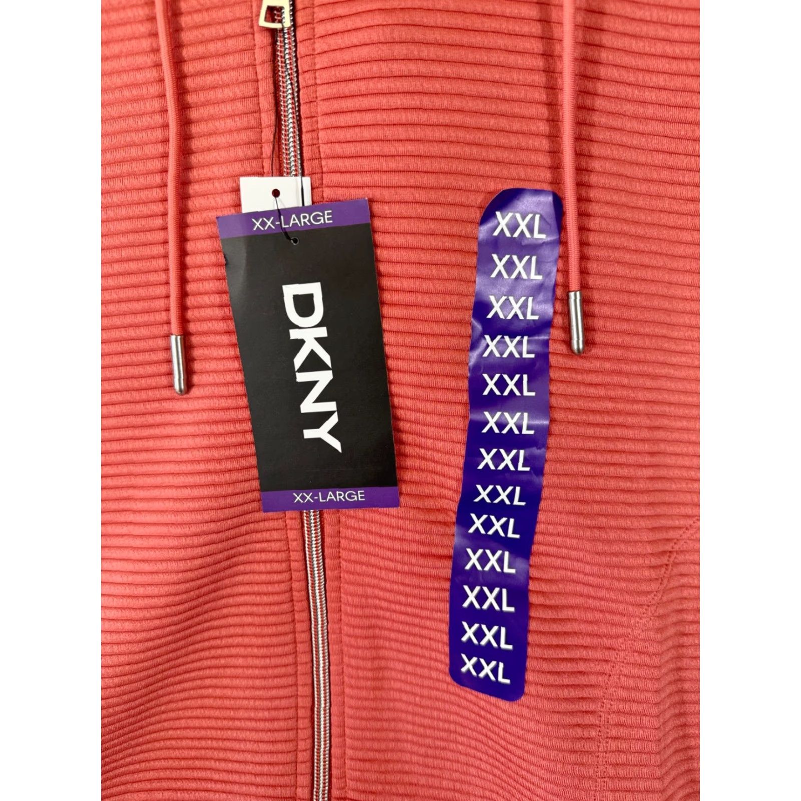 DKNY DKNY Hoodie Full Zip Womens 2XL Faded Rose Outdoor Ribbed Drawstring NWT Size XXL / US 16-18 / IT 52-54 - 4 Thumbnail
