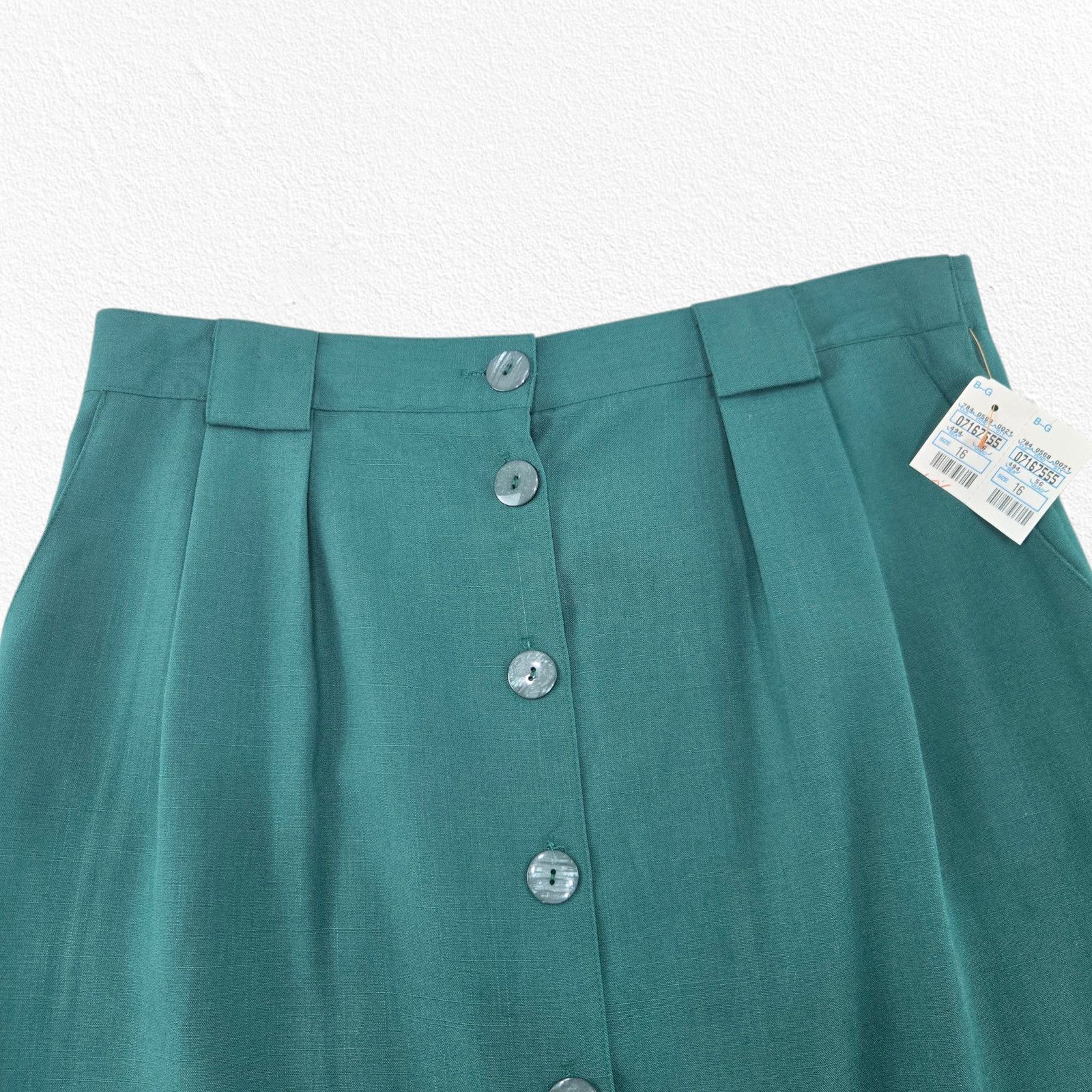 Vintage Vintage Green Teal Button Front Pencil Midi Skirt Size 16 Size 38" / US 16 / IT 52 - 3 Thumbnail