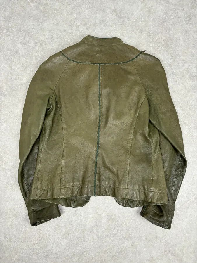Emporio Armani AW2009 Emporio Armani Green Lamb Skin Ruffle Collar Jacket Size M / US 6-8 / IT 42-44 - 5 Thumbnail