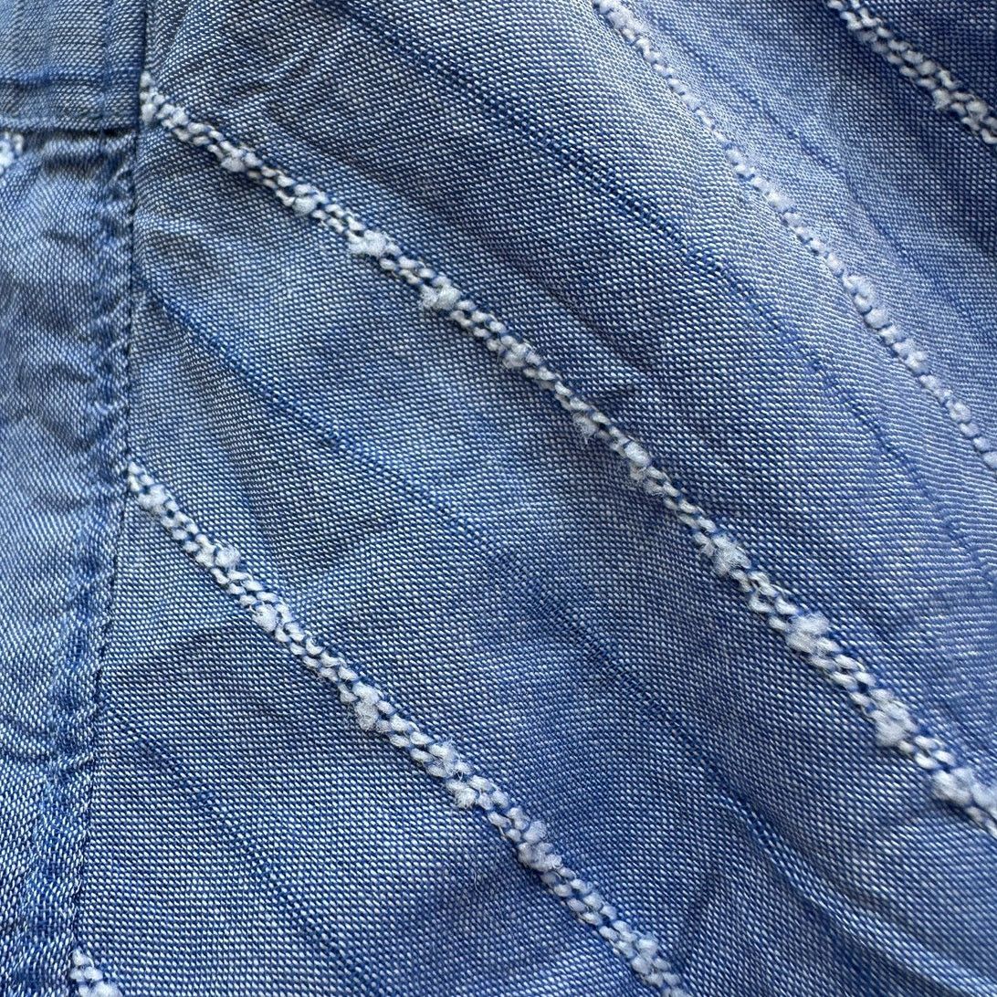 Other American Colors Blue White Fuzzy Stitch Stripe Button Shirt Size M / US 6-8 / IT 42-44 - 10 Thumbnail