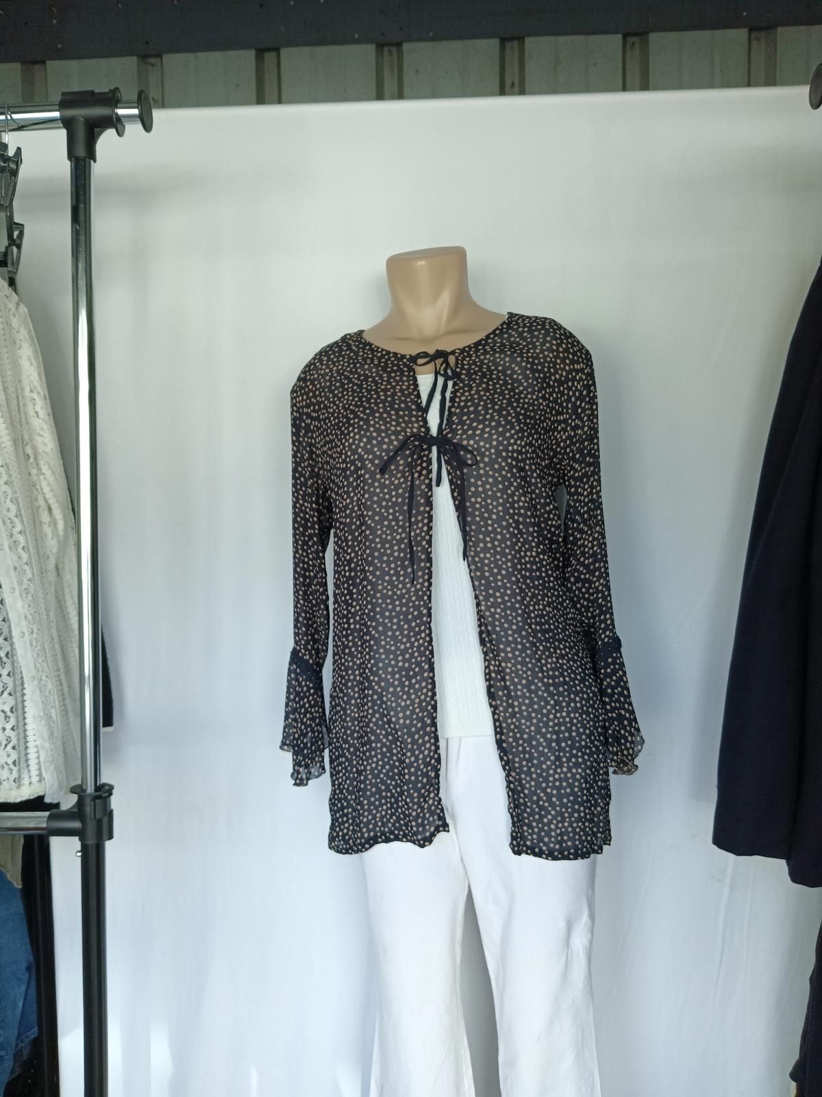 Designer Jac-Jac Polka Dot Chiffon Kimono Size L / US 10 / IT 46 - 1 Thumbnail