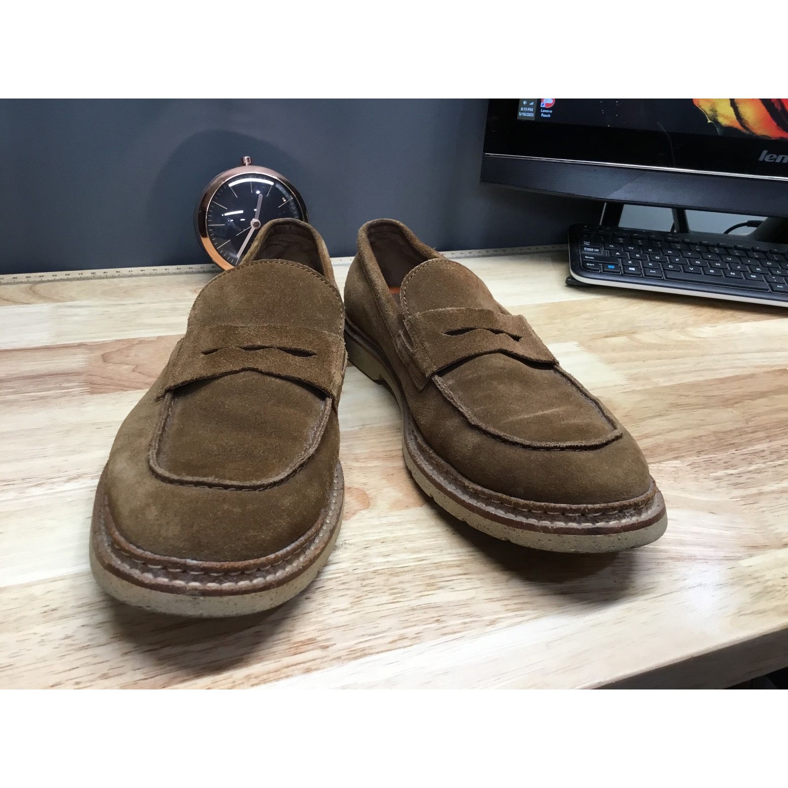 Johnston & Murphy Johnston & Murphy Brown Suede Slip-On Penny Loafers Men's 9 Size US 9 / EU 42 - 1 Thumbnail