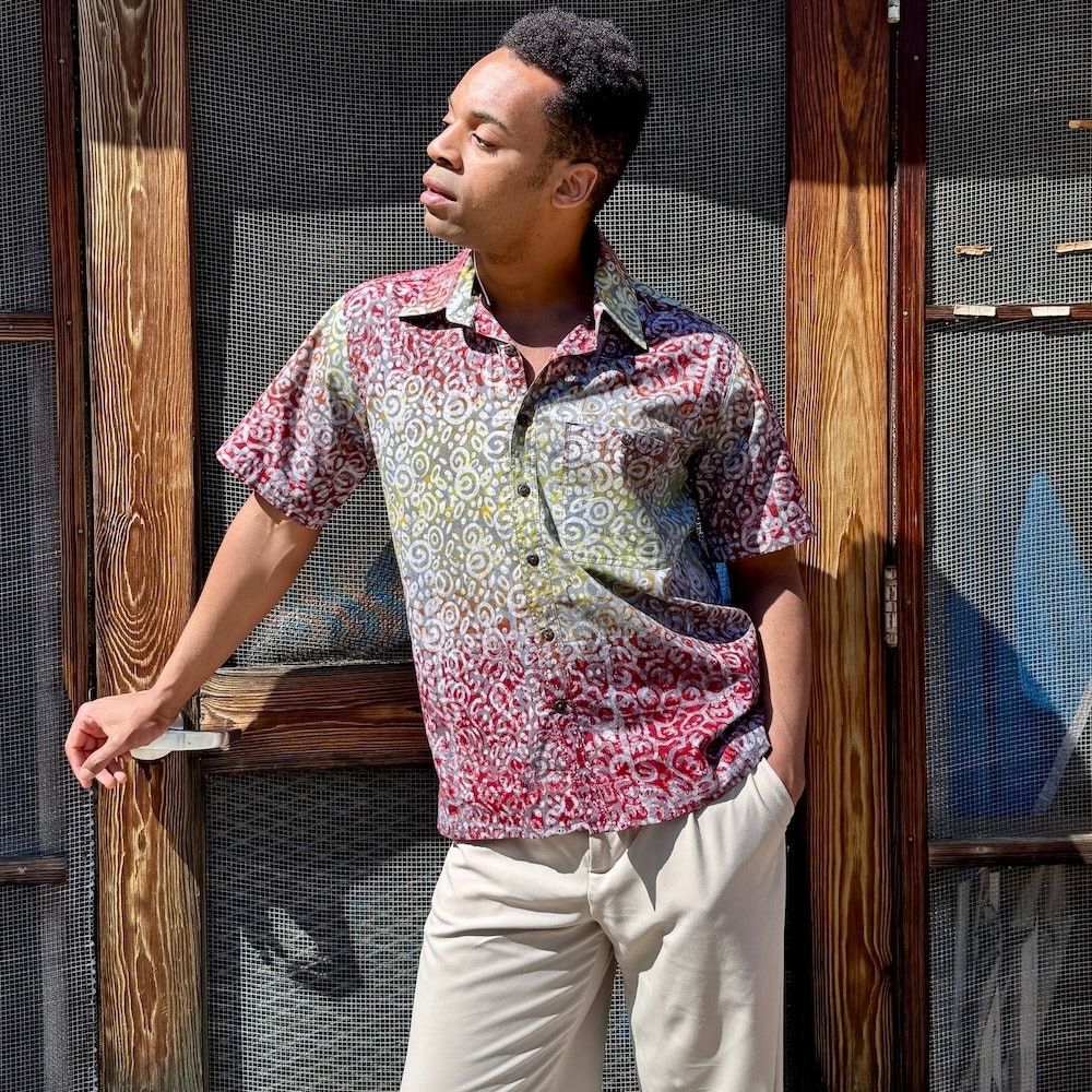 Other Unique Batik Ryan Mulitcolor Lava Cotton Button Down Shirt Size US XL / EU 56 / 4 - 5 Thumbnail