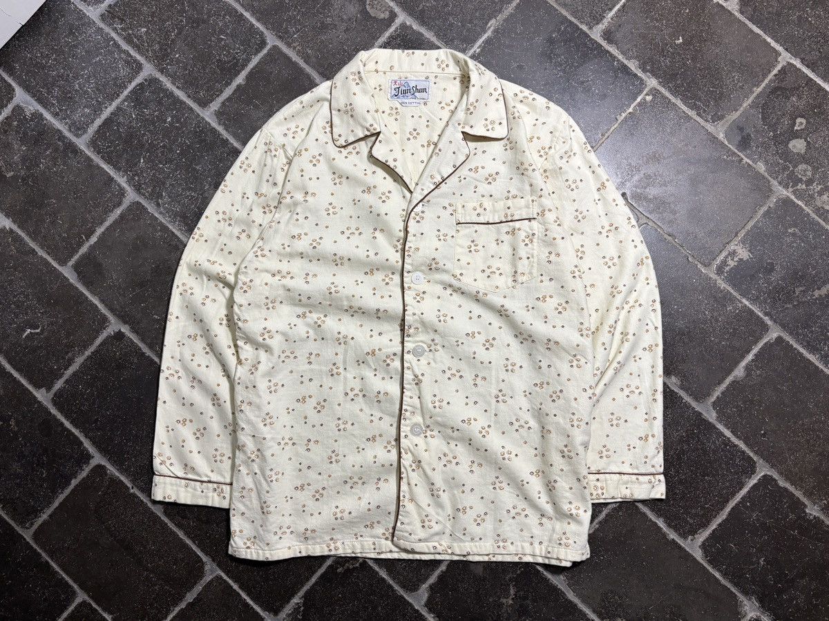 Vintage Vintage Pajama Set 70s 80s Two Piece Suit Sleep Pant Shirt Size US 37 - 20 Thumbnail