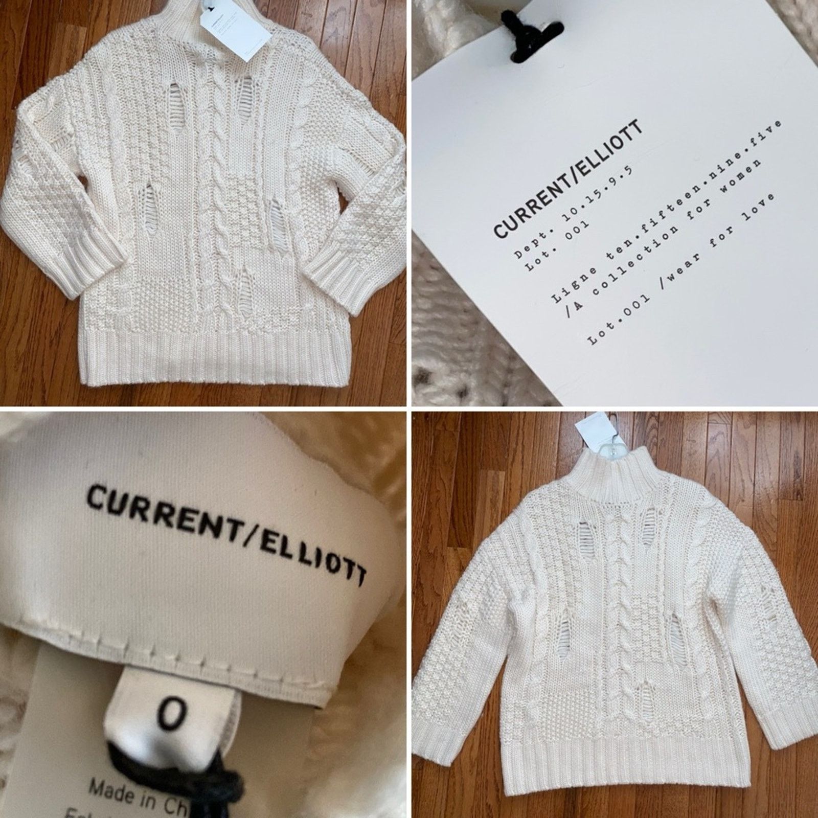 Current/Elliot NWT $330 Current/Elliott The Vin Cable Knit Sweater 0 XS Size XS / US 0-2 / IT 36-38 - 1 Thumbnail