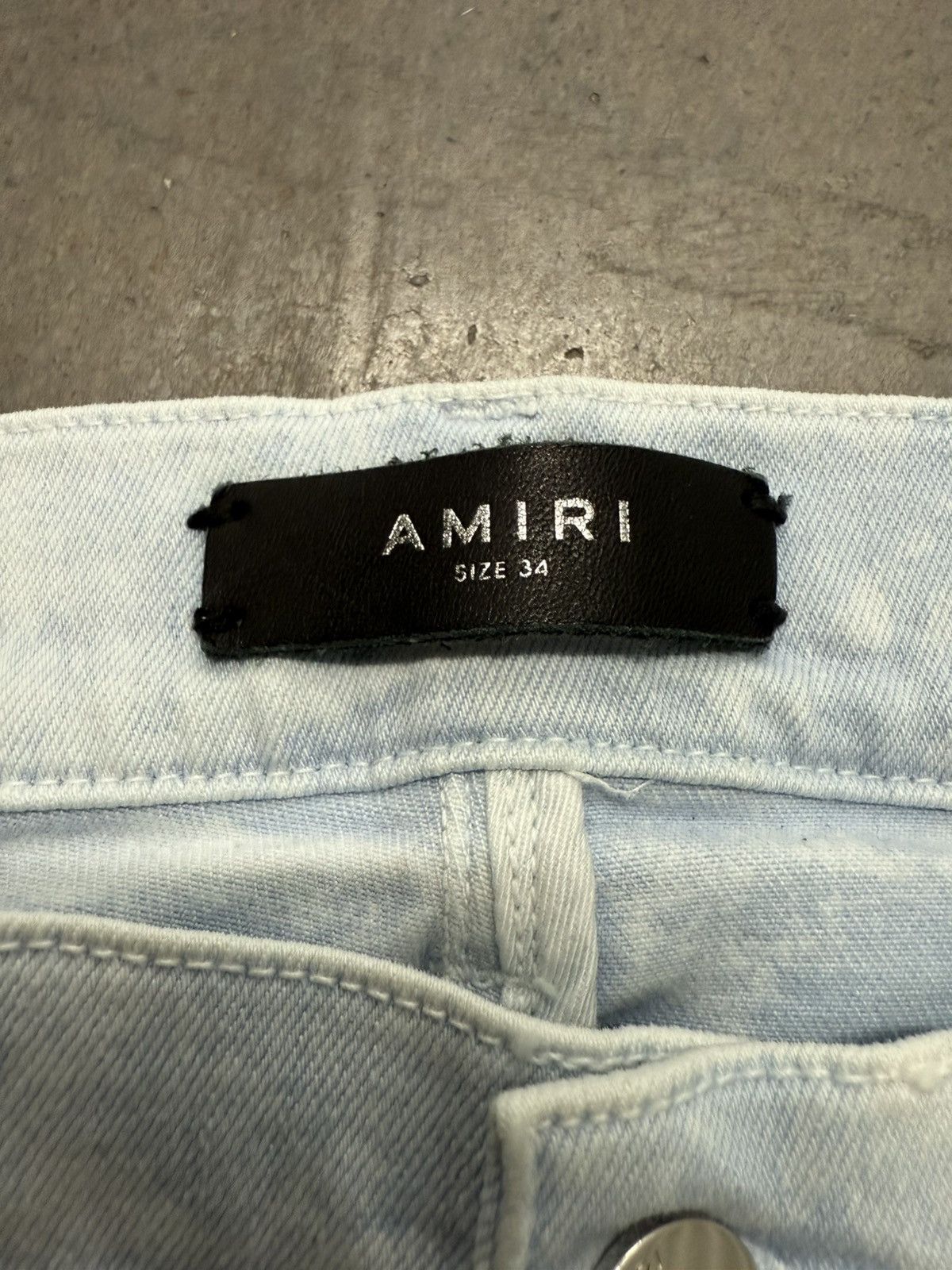 Amiri LIGHT BLUE SUEDE PATCH MX1 SKINNY JEANS Size US 34 / EU 50 - 3 Thumbnail