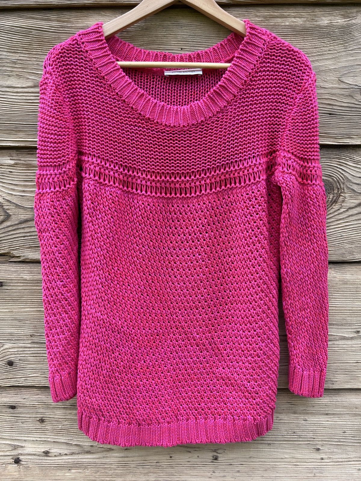 Balmain Pierre Balmain Knitwear 100% Cotton Sweater In Pink Size M / US 6-8 / IT 42-44 - 1 Thumbnail