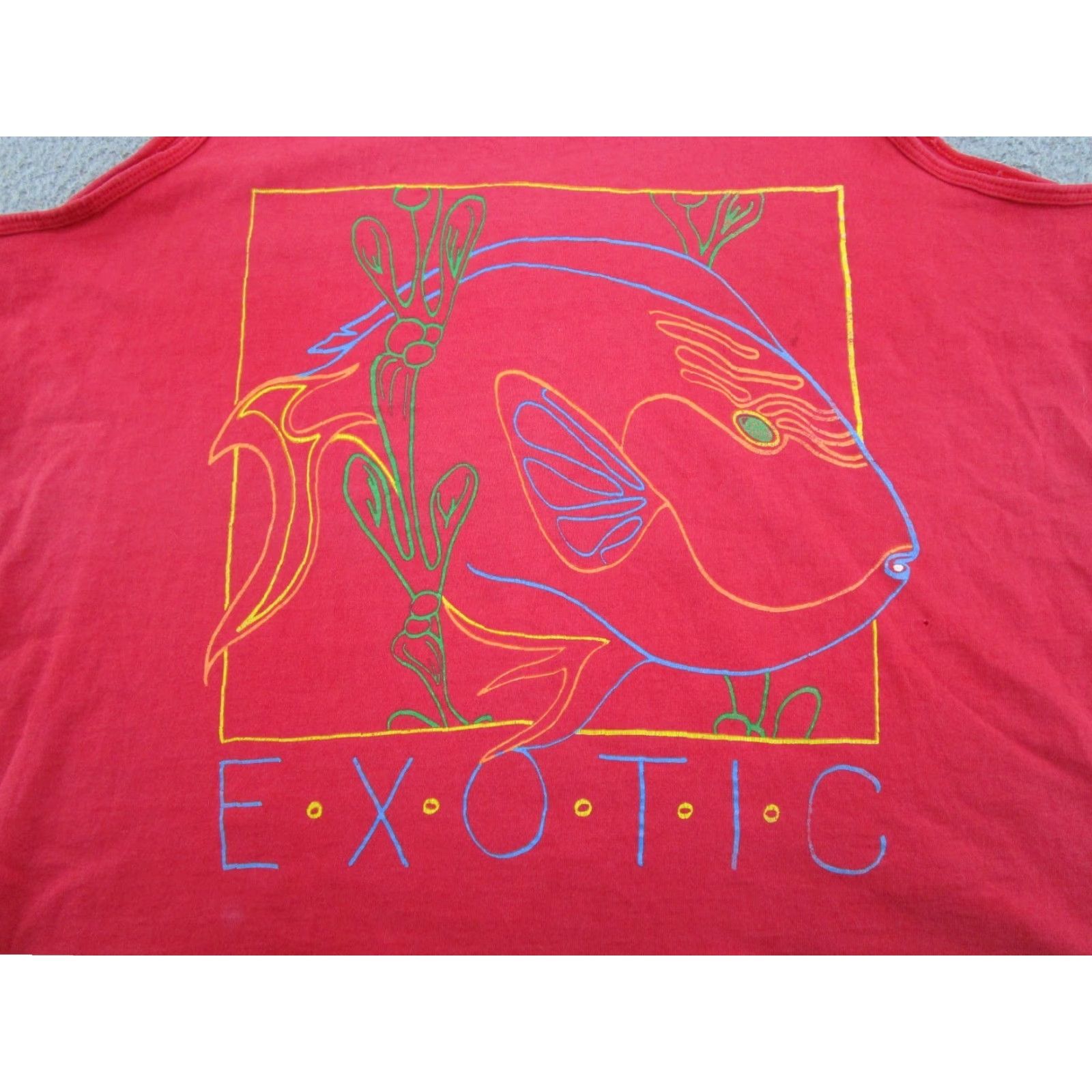 Vintage Vintage 90s Exotic Fish Single Stitch Sleeveless Tank Top Shirt Mens Ocean READ L Red Size US L / EU 52-54 / 3 - 2 Thumbnail
