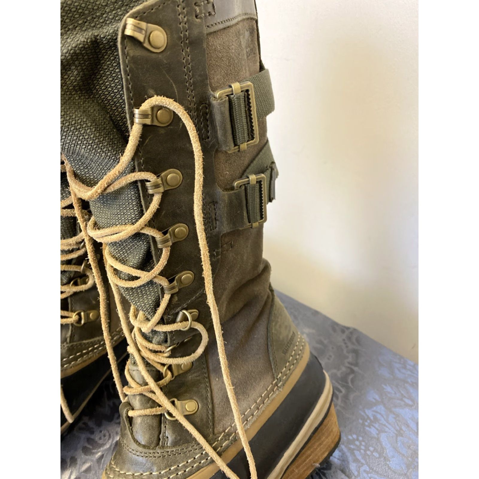 SOREL VINTAGE Sorel Conquest Carly Leather Snow Boots Waterproof Winter Boots Women Size 10 EUR 41 Military Green Size US 10 / IT 40 - 5 Thumbnail