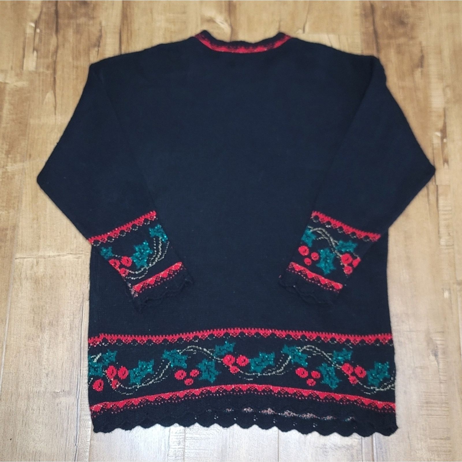The Unbranded Brand Vtg Nutcracker Wreath Ugly CHRISTmas Sweater Size L / US 10 / IT 46 - 3 Thumbnail
