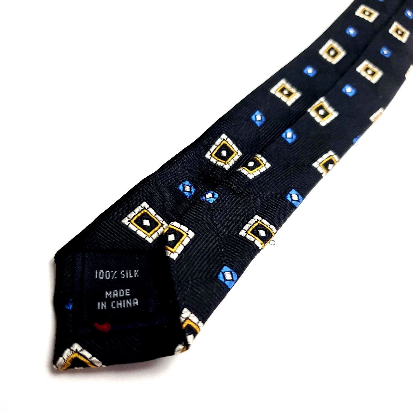 Jos. A. Bank Jos A Bank Dark Blue Silk Tie Woven Geometric Check Size ONE SIZE - 5 Thumbnail