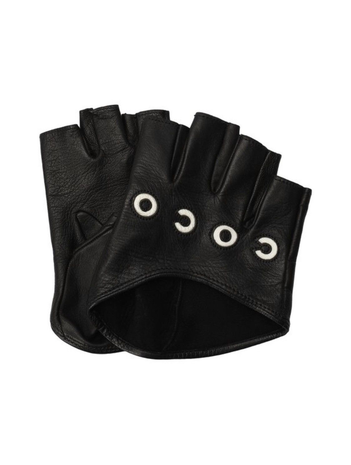 image of Chanel Coco Logo Embellished Fingerless Leather Gloves Biker in Black, Men's