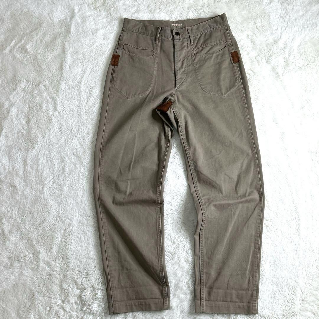 KAPITAL Leather Cotton Chino Pants - Khaki M