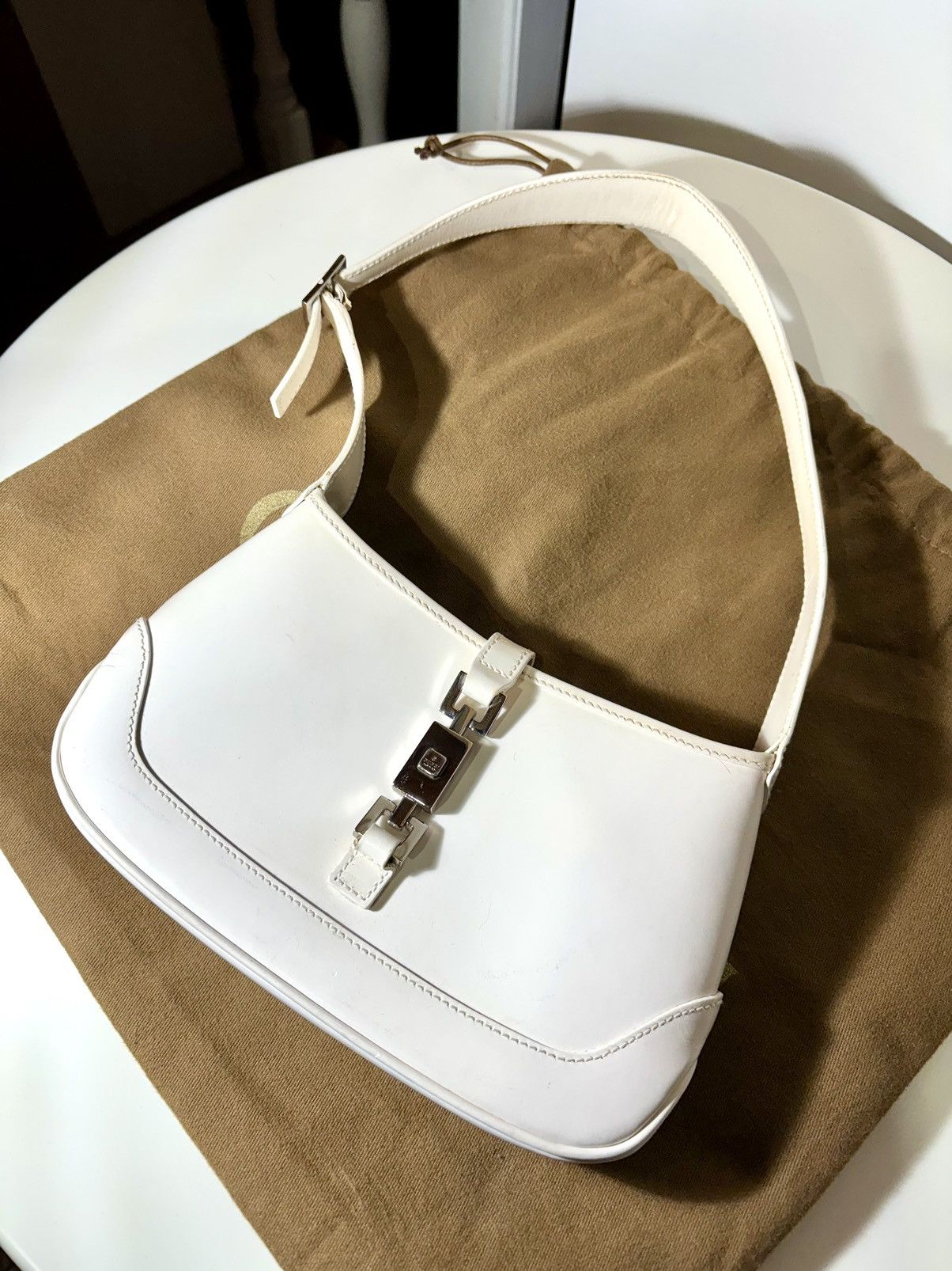 Final Mini Gucci Jackie Hobo Bag In White Leather, Women's