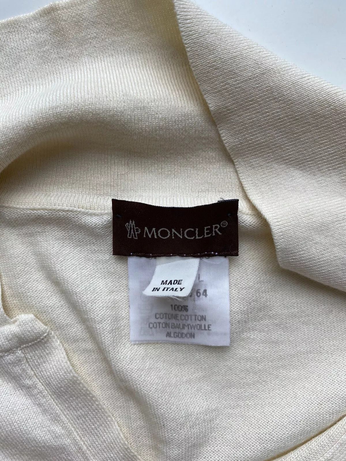 Moncler Moncler cream 100% cotton long sleeve polo shirt , TG L , 81 Size US L / EU 52-54 / 3 - 4 Thumbnail