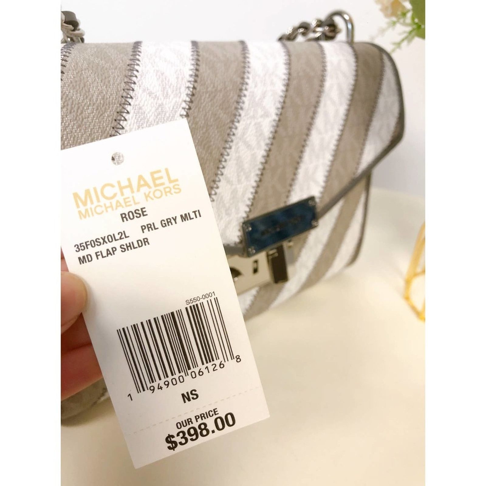 Michael Kors Michael Kors 35F0SX0L2L Rose Striped Sig MD Flap Shoulder Size ONE SIZE - 8 Thumbnail