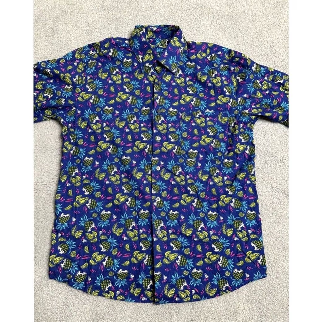 Vintage Alan Flusser Shirt Adult Medium Blue Hawaiian 100% Cotton Button-Up Casual Mens Shirt Size US M / EU 48-50 / 2 - 2 Thumbnail