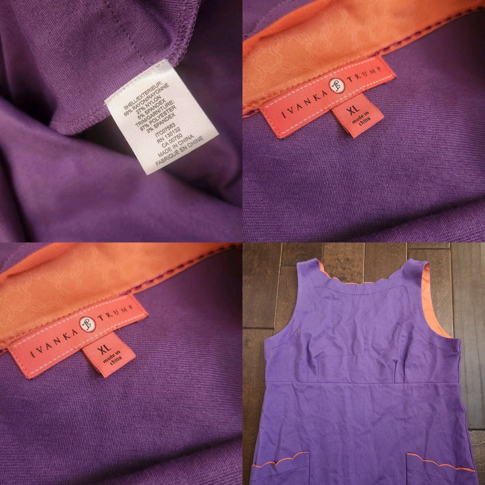 Vintage Ivanka Trump Dress Sleeveless Purple Pocket Petite XL Women's Knee Length Pullover Casual Travel Size XL / US 12-14 / IT 48-50 - 10 Thumbnail