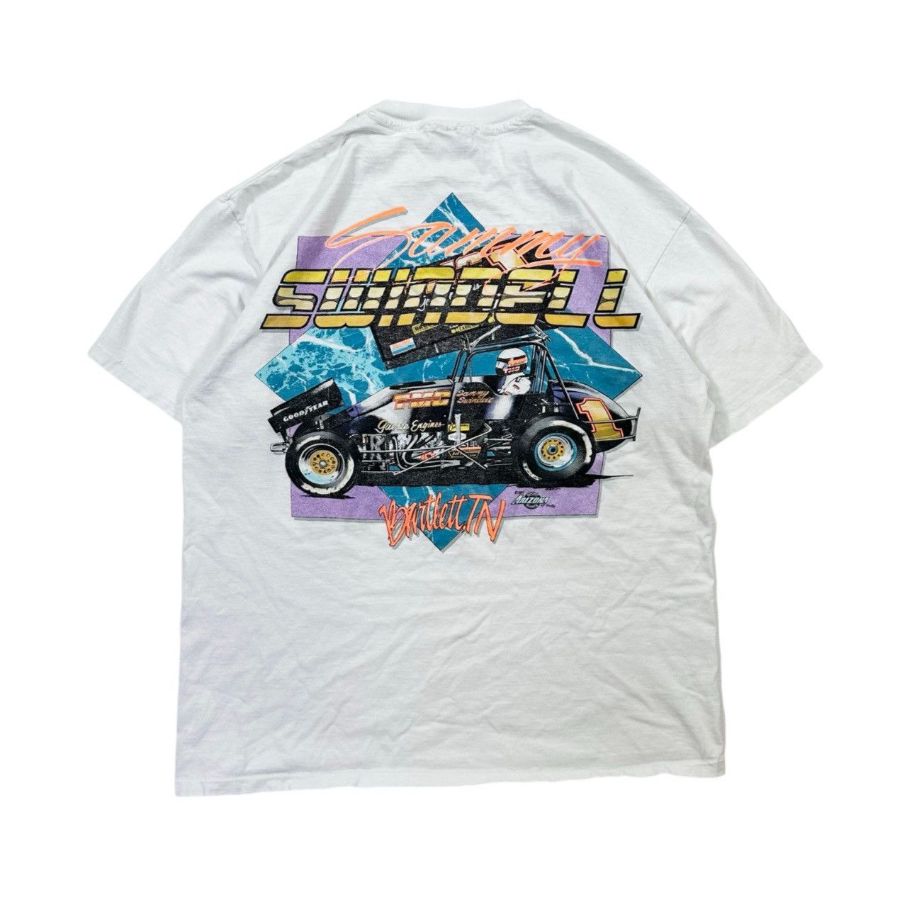 Vintage Vintage 90s Single Stitch Big Print Swindell Graphic T Shirt Size US XL / EU 56 / 4 - 4 Thumbnail