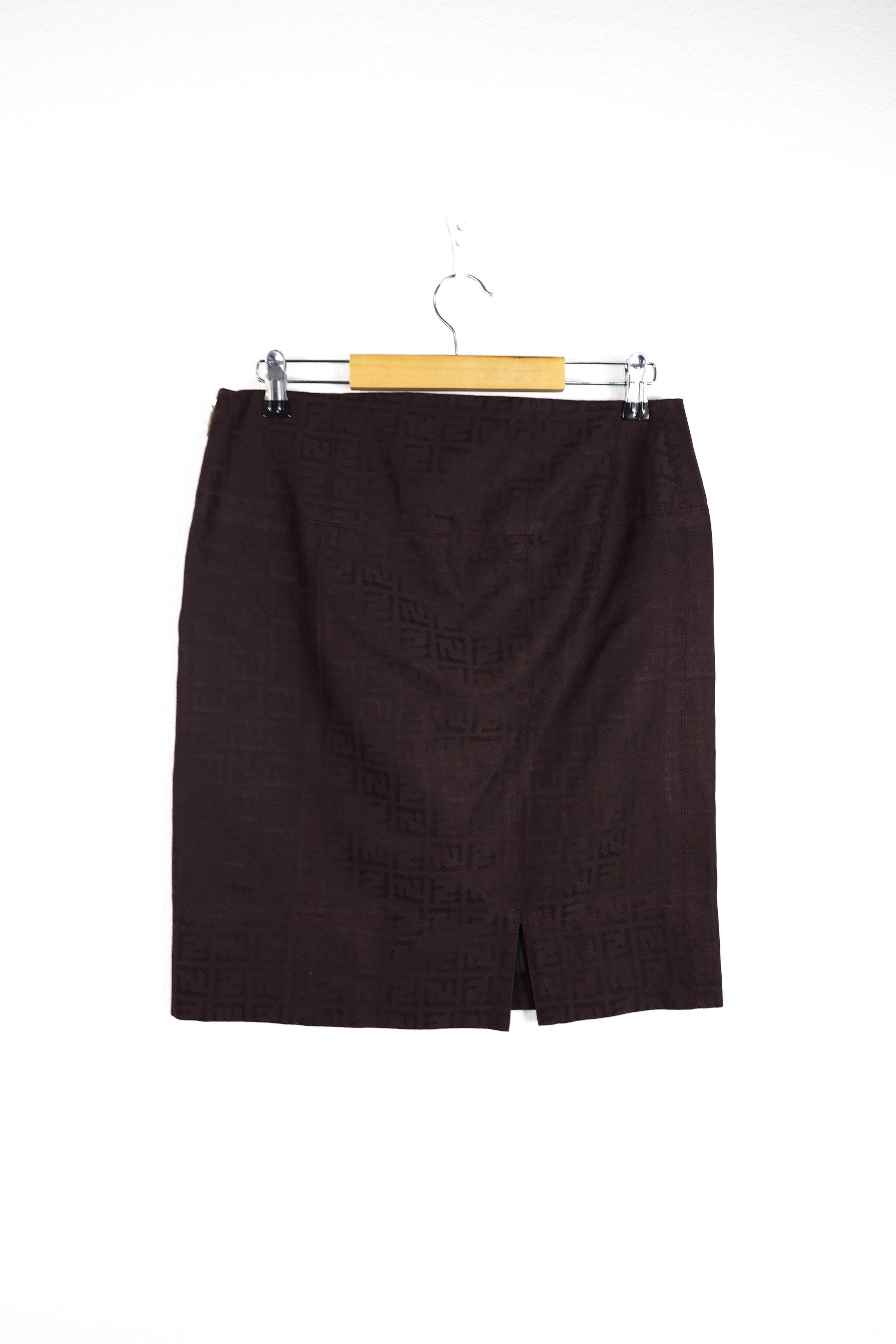 Fendi Fendi Dark Purple Monogram Zucca Logo Zip Midi Skirt Size 28" / US 6 / IT 42 - 5 Thumbnail