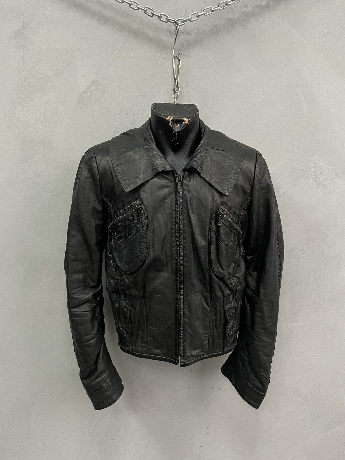 14th Addiction cropped with pockets Jacket Gothic leather Biker Avantgarde Size US S / EU 44-46 / 1 - 1 Thumbnail