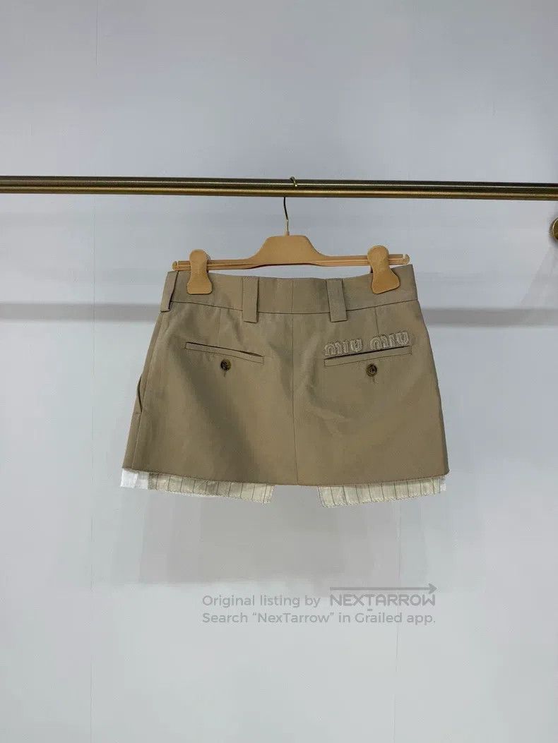Miu Miu Miu Miu 36 Short skirt with khaki letters and low waist Size 35" - 4 Thumbnail