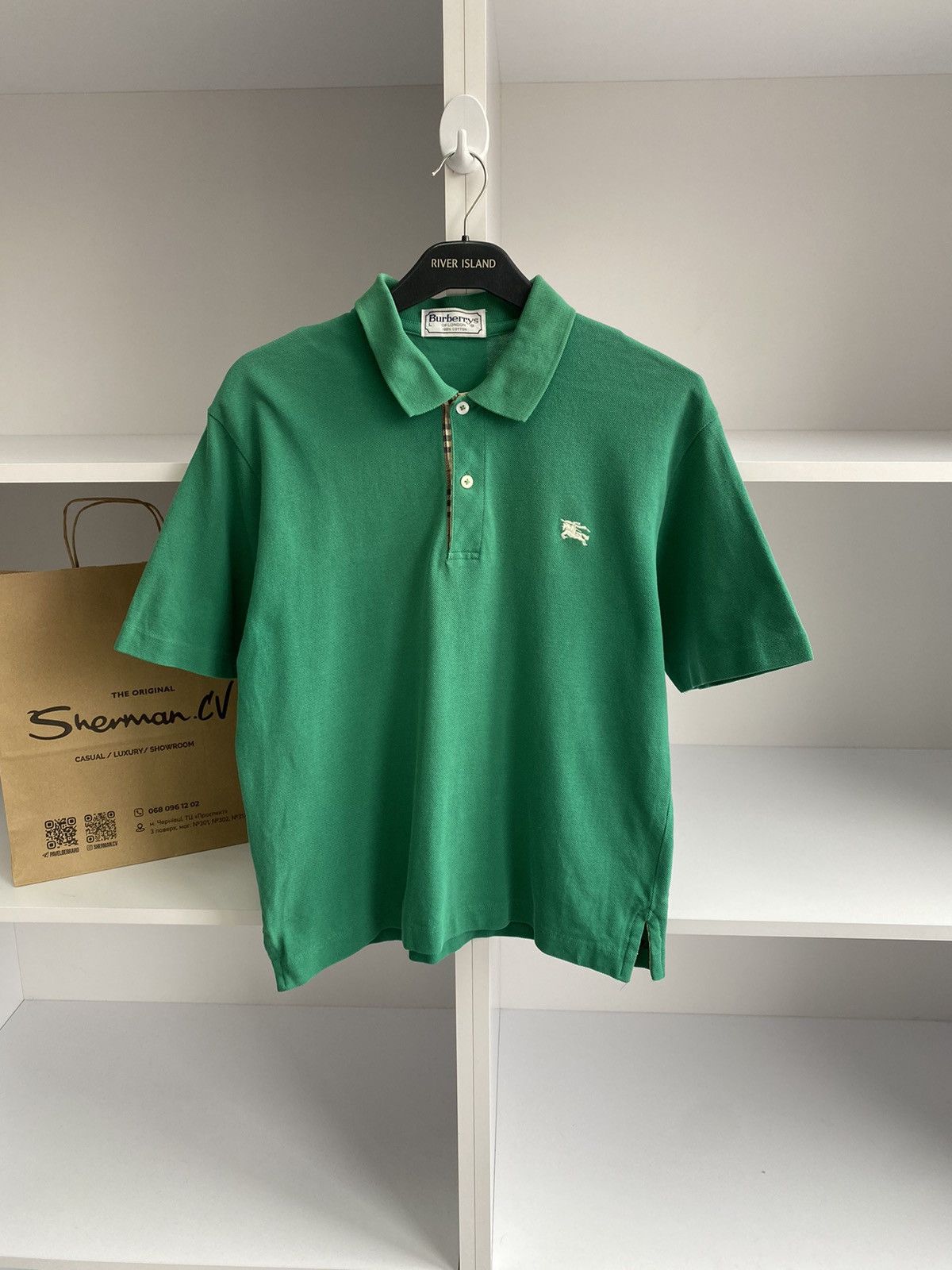 Burberry × Vintage Vintage Burberry Green Polo T-Shirt Size US S / EU 44-46 / 1 - 1 Thumbnail