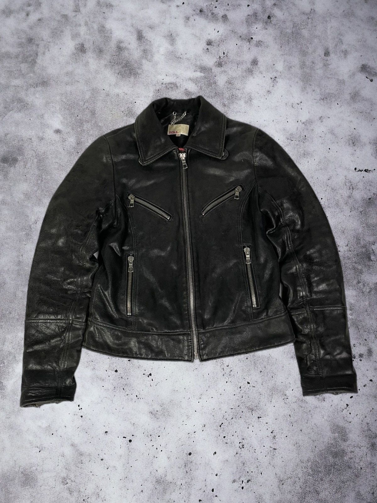 Vintage Y2K Multipocket Faded Leather Jacket