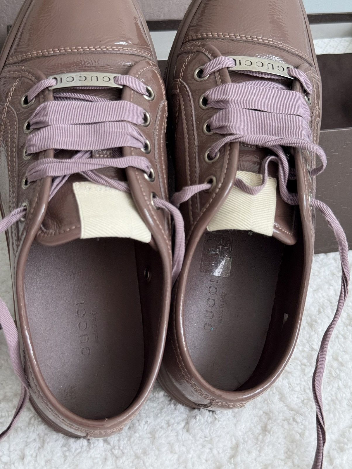 Gucci Gucci Patent Leather Low Top Sneakers Pink GG Lace Up Shoes Size US 7 / IT 37 - 10 Thumbnail
