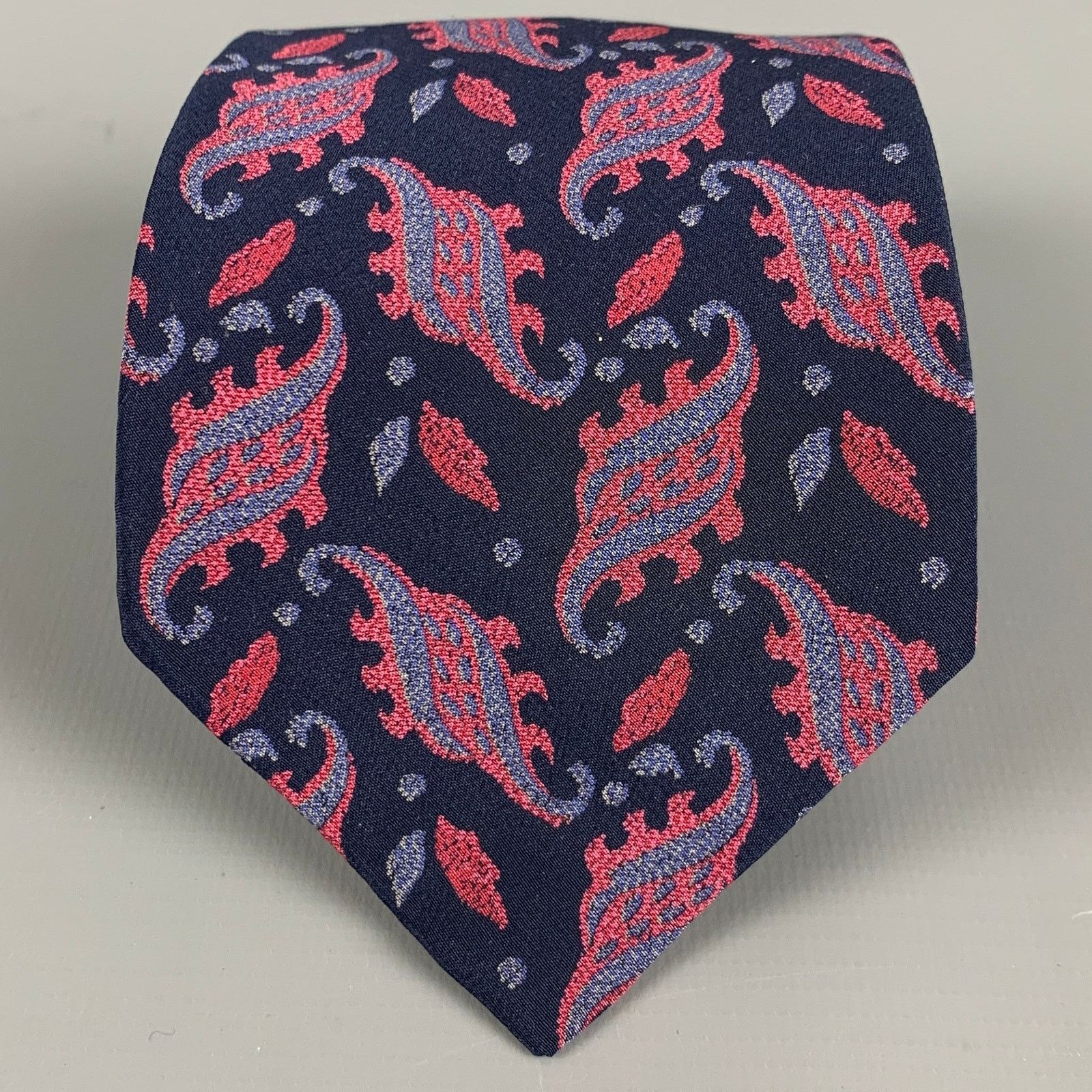VALENTINO Navy Multi-Color Paisley Silk Tie