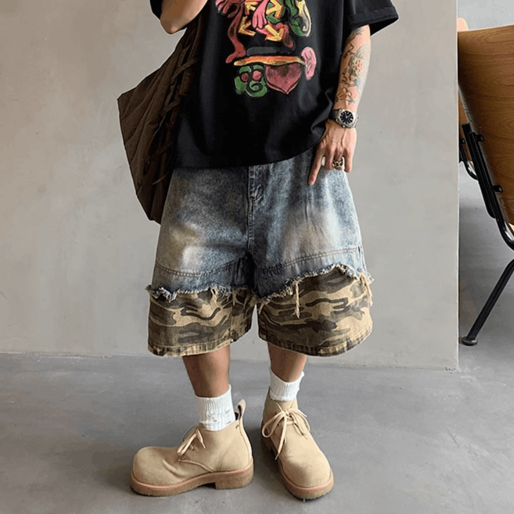 Other Patchwork Camo Jean Shorts Size US 34 / EU 50 - 1 Thumbnail