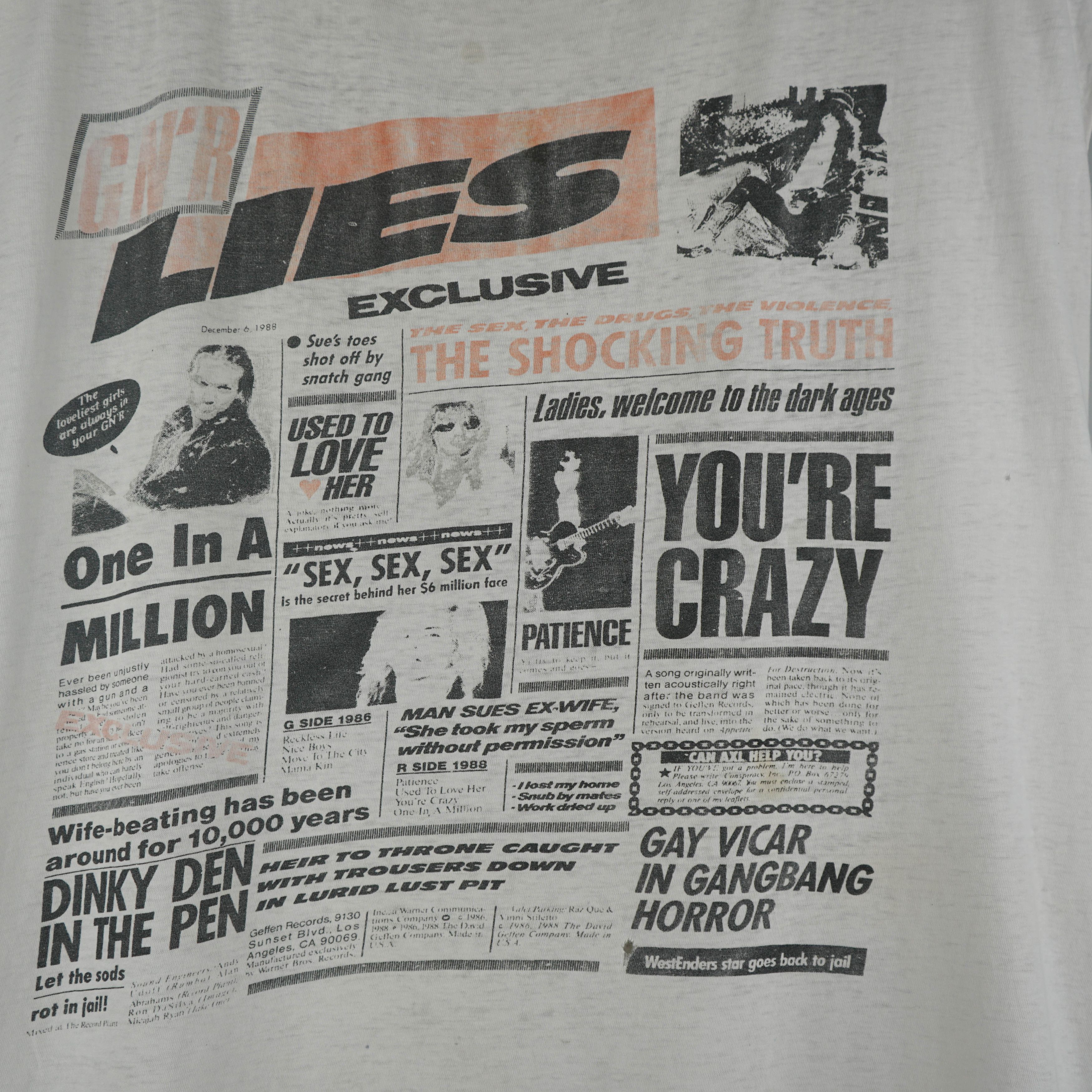 Band Tees × Vintage Vintage 1988 Guns N Roses Lies T-Shirt Size US XL / EU 56 / 4 - 2 Thumbnail