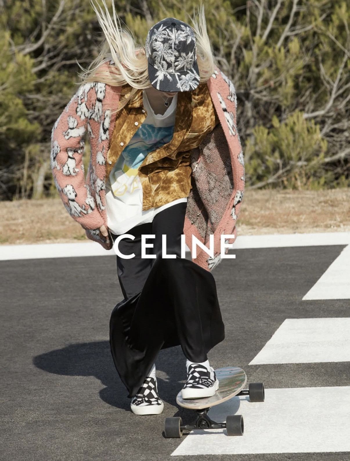 Celine Hedi Slimane embroidered sequin palm tree cap trucker