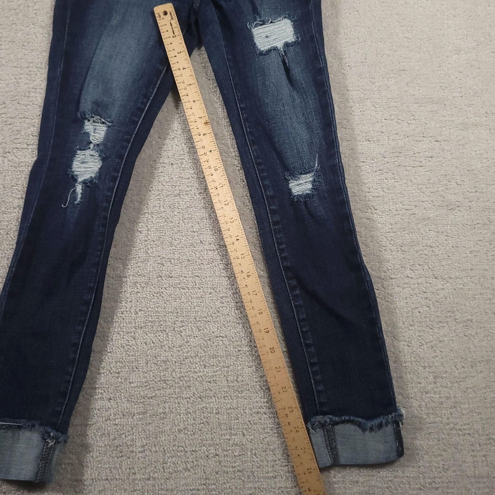 Vintage KUT from the Kloth Jeans Womens 24 Dark Wash Distressed Mid Rise Skinny Raw Hem Jeans Size 42" / US 20 - 5 Thumbnail