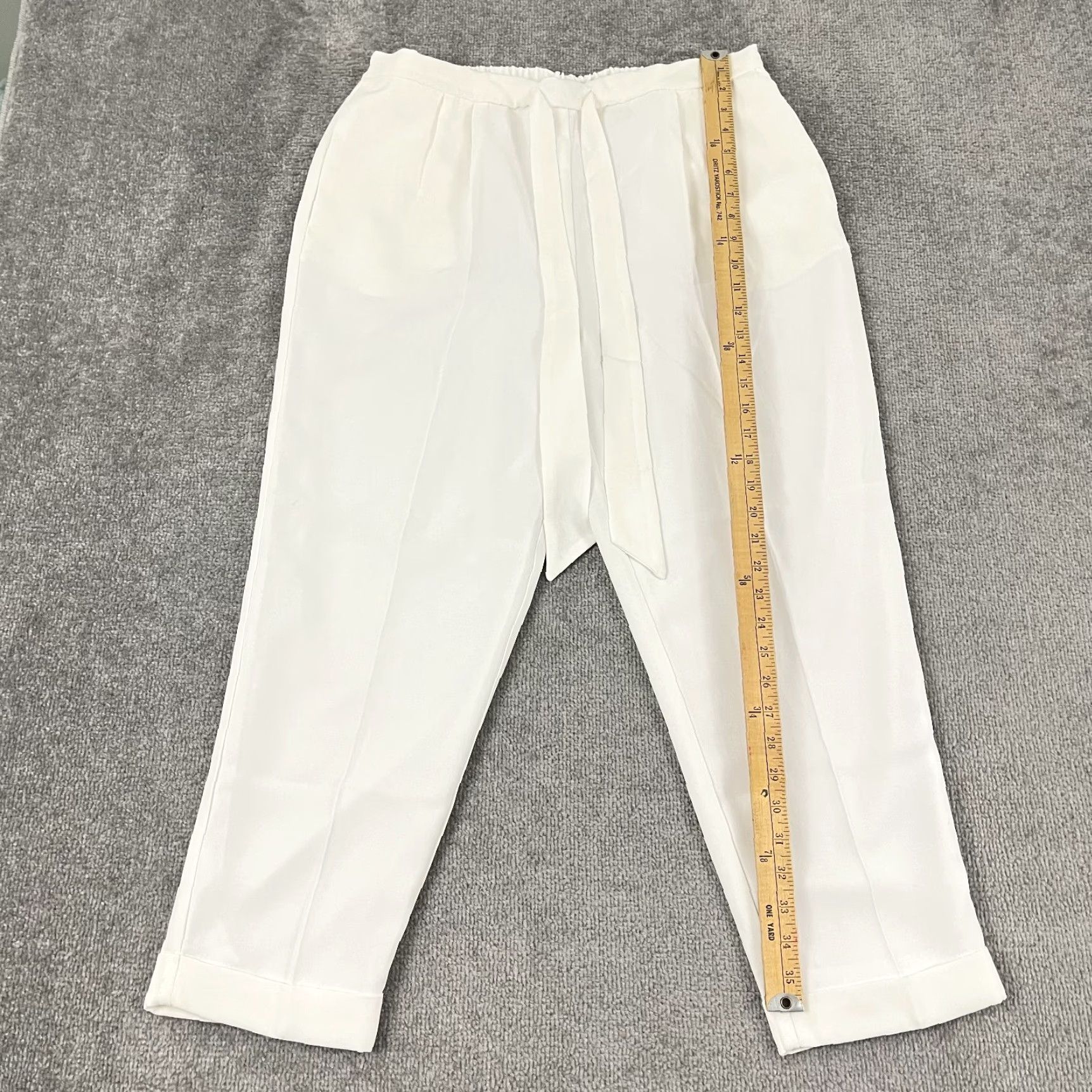 Vintage Camilyn Beth Pants Womens Large 25" Crop Crepe White Pull On Old Money Trouser Size 36" / US 14 / IT 50 - 5 Thumbnail