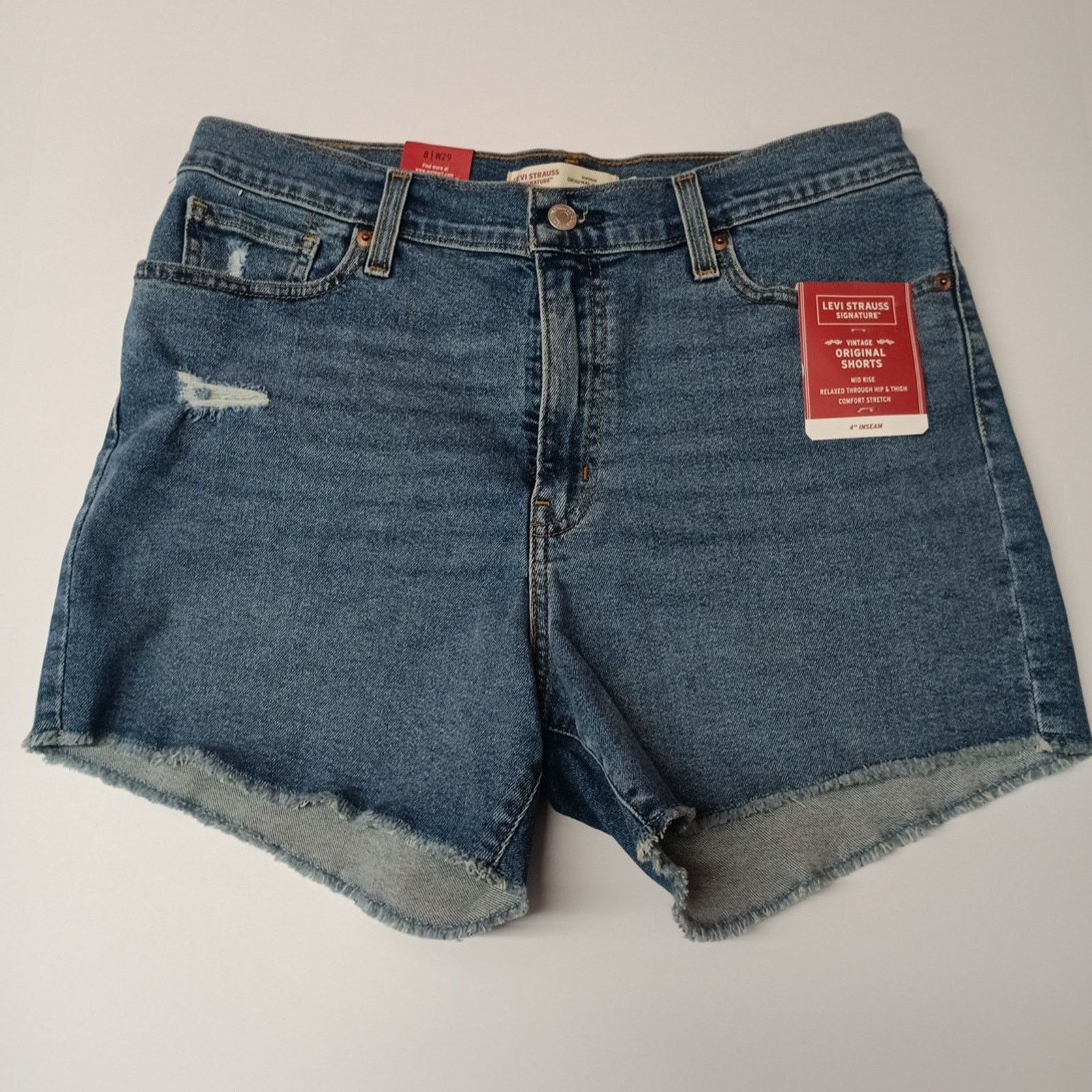 Levi's Levi Strauss Womens Mid Rise 4" Denim Shorts Size 8 W29 Blue Size 30" / US 8 / IT 44 - 1 Thumbnail
