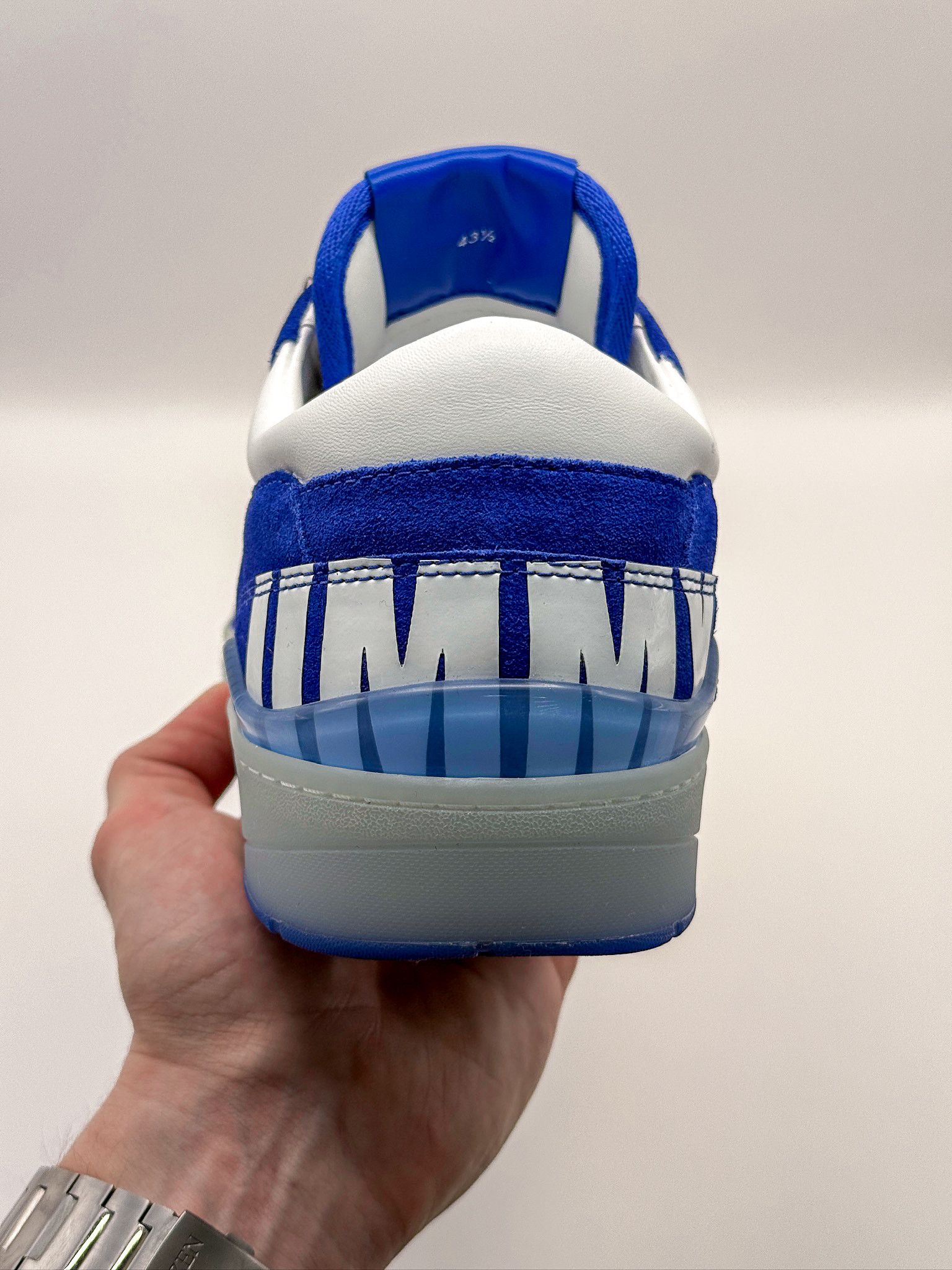 Jimmy Choo Jimmy Choo Blue Florent/M Ultraviolet White Leather Sneakers Size US 10.5 / EU 43-44 - 8 Thumbnail