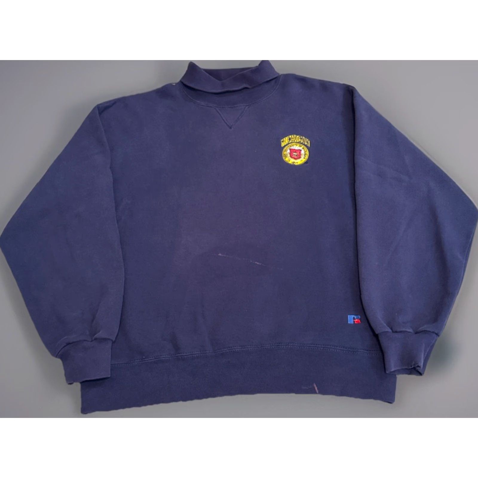 Russell Athletic VINTAGE 90s Russell Athletic Michigan Wolverines Turtleneck Sweatshirt L Mens Blue Shirt Size US L / EU 52-54 / 3 - 2 Thumbnail