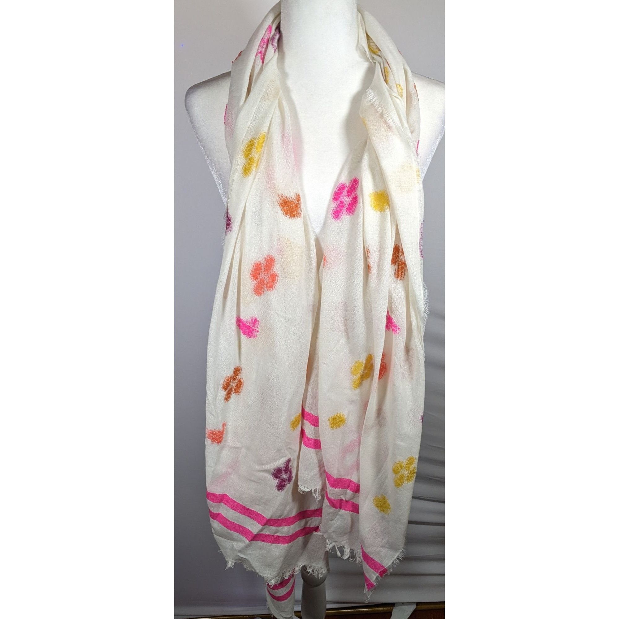 Gap Gap Spring Themed Retro Fringe Jacquard Scarf Size ONE SIZE - 5 Thumbnail