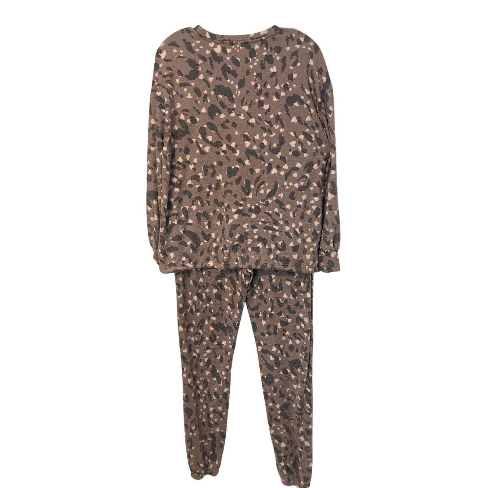 Other Como Sleep Brown Leopard Print Sweater Pajama Set Loungewear Size ONE SIZE - 2 Thumbnail