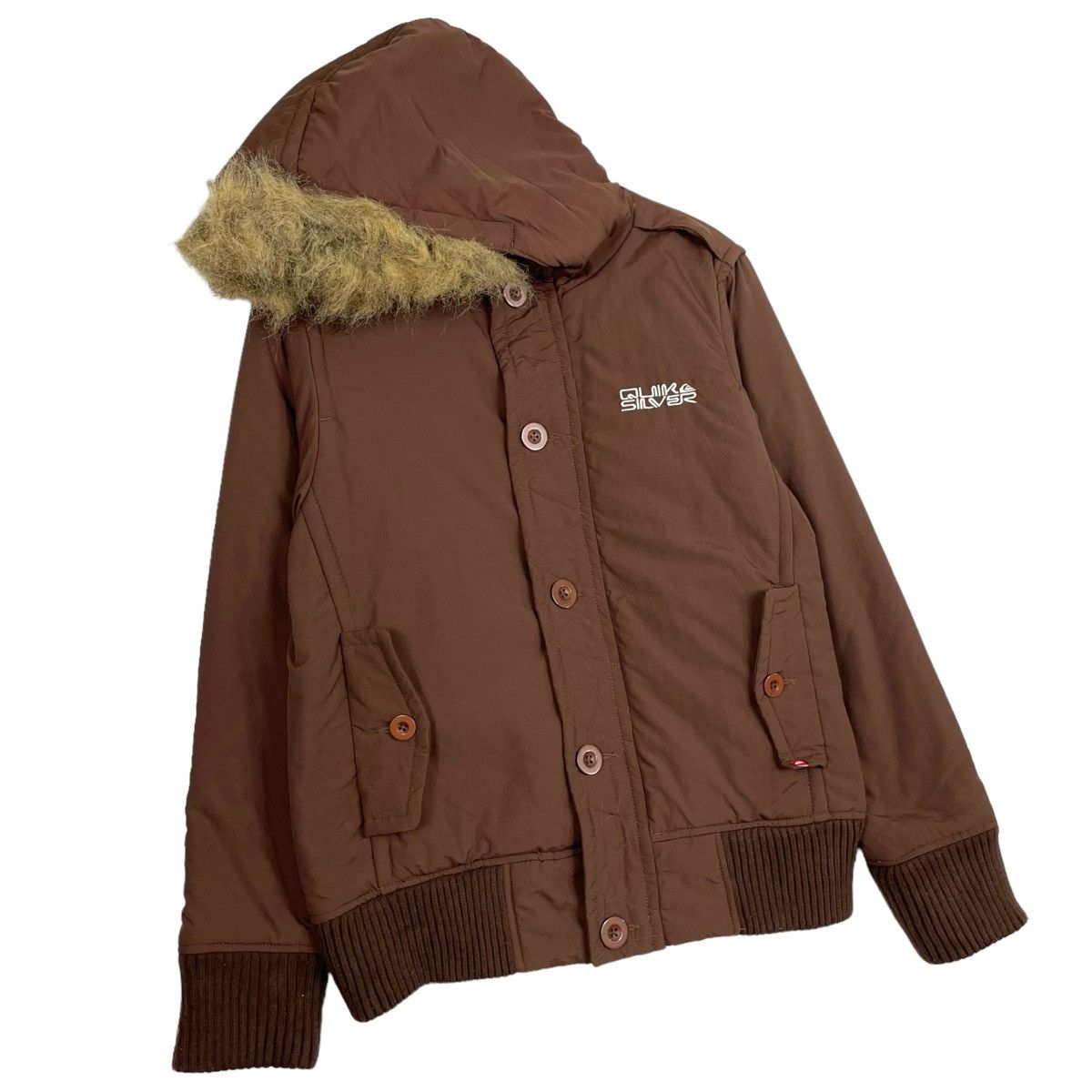 Quiksilver 💥QUIKSILVER BOMBER BROWN FUR HOODIE JACKET Size US M / EU 48-50 / 2 - 4 Thumbnail
